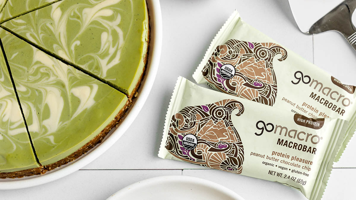 Peanut Butter Matcha Vegan Cheesecake